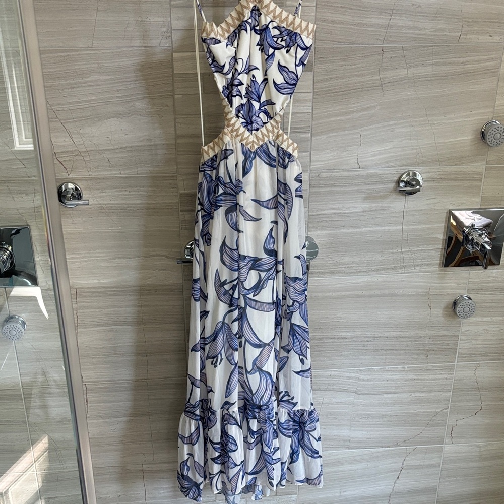PatBo Blue and White Backless Dress